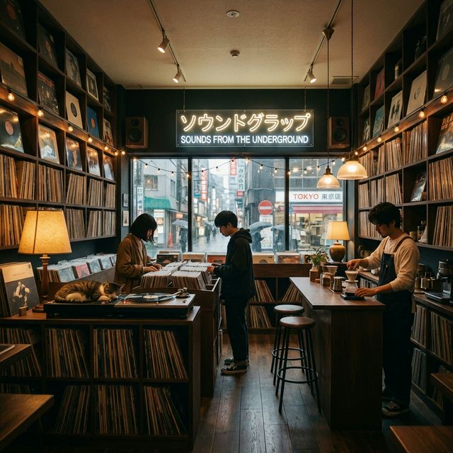 Interior of The Record Rack in Tokyo